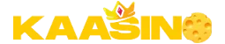 Het officiële gele logo van Kaasino op een witte achtergrond
