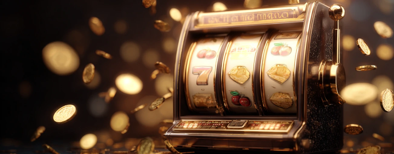 Een klassieke gokkast met gouden munten van Kaasino